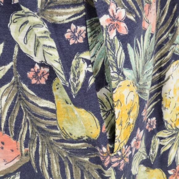 J Jill Dress Womens Small Green Pink Floral Stretch Knit Flounced Hem Pullover - Picture 12 of 13